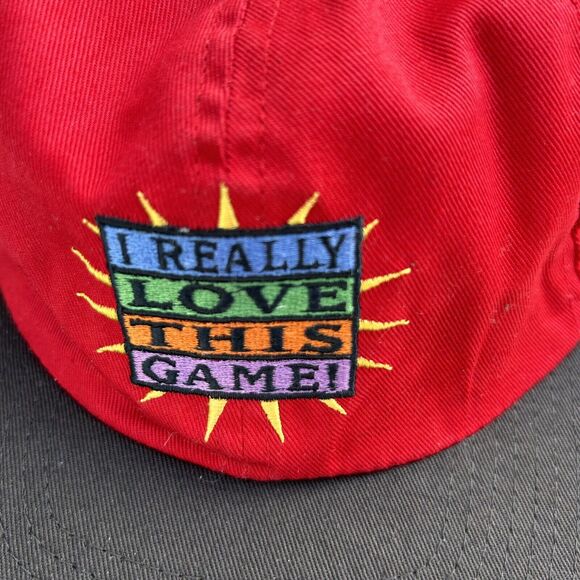 VINTAGE Reversible Sports Hat 90s Cap Stretch Back I Really Hate Love This Game - Picture 6 of 13